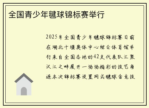 全国青少年毽球锦标赛举行